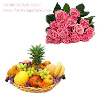 Cesta de fruta y bouquet Loreia