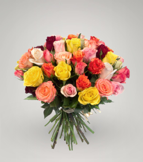 Bouquet de 18 rosas multicolor