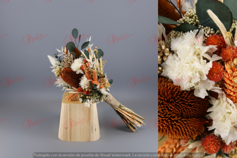 Ramo de novia seco / preservado Banksia ocre