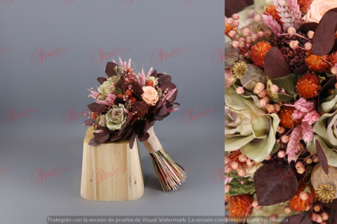 Ramo de novia seco / preservado Rosas burdeos